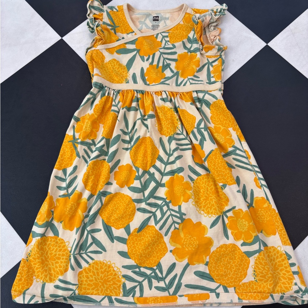 Tea Collection Yellow and Green Floral Dress